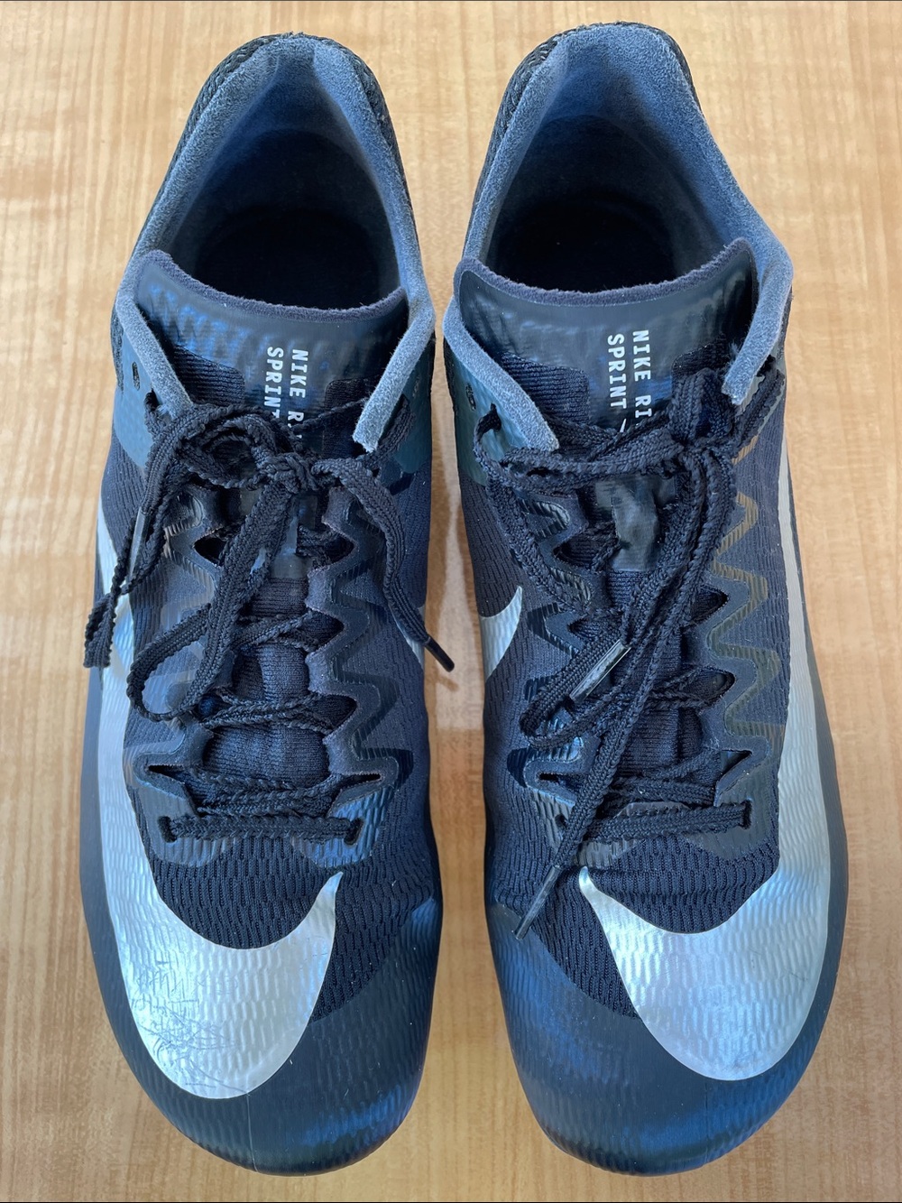 Nike ZOOM RIVAL SPRINT Track Shoes With Spikes Men’s Size 9 Black Silver Running